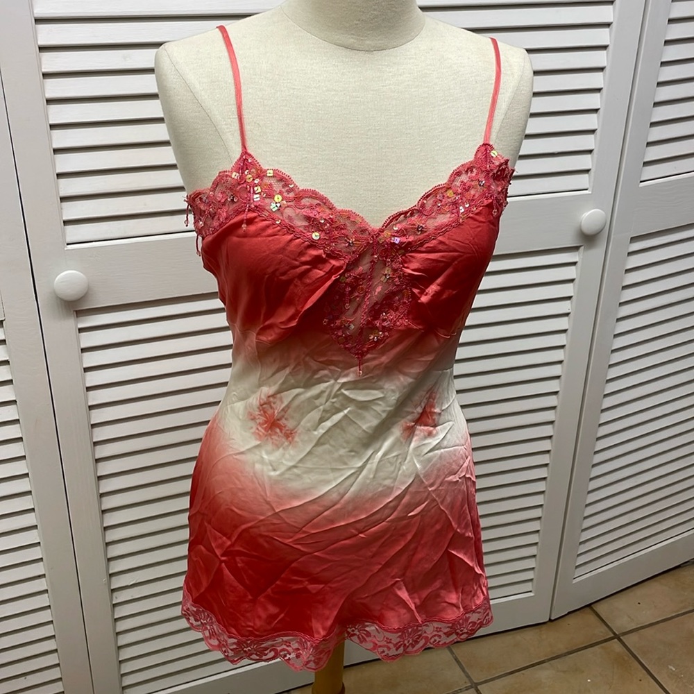 Lulumari 100% Silk Chemise with Beads, Lace and Sequins Size M